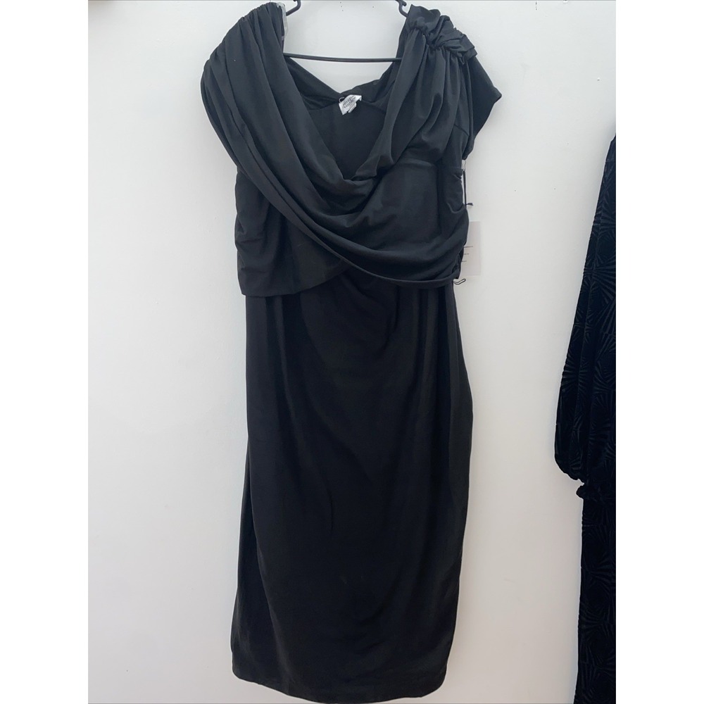 Unique‎ Vintage Black Dress Cowl Neck Draped Top Little Black Dress Size 4x NWT